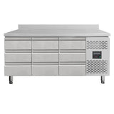 Kühltisch / 9 Schubladen inkl. Aufkantung - Monoblock, 1795 x 700 mm - Gastro-Bedarf24 GmbH