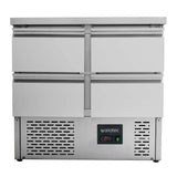 Kühltisch Mini / 2-fach - mit 4 Schubladen, 900 x 700 mm - Gastro-Bedarf24 GmbH
