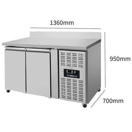 Kühltisch mit Räder und Aufkantung – 2 Türen – 1360x700x850mm - Gastro-Bedarf24 GmbH