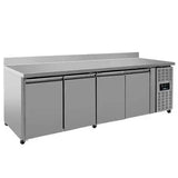 Kühltisch mit Räder und Aufkantung – 4 Türen – 2230x700x850mm - Gastro-Bedarf24 GmbH