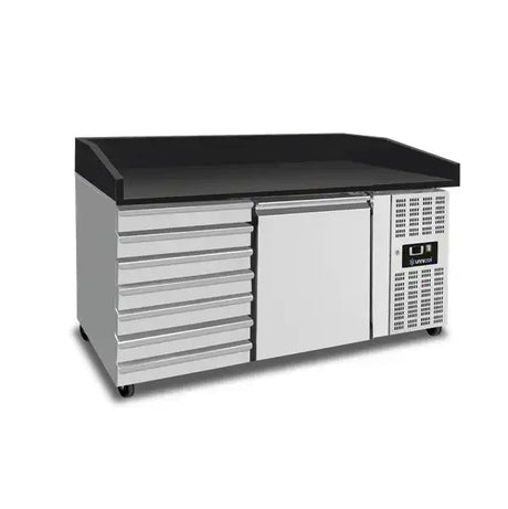 Pizzatheke mit Räder - 1 Tür + 7 Teigschubladen (EN600x400) - Gastro-Bedarf24 GmbH