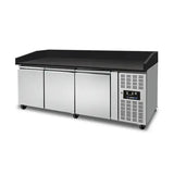 Pizzatheke mit Räder und 3 Türen – Schwarzer Granit – 202 x 80 x 100 cm - Gastro-Bedarf24 GmbH