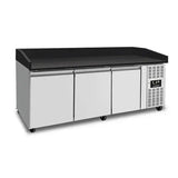Pizzatheke mit Räder und 3 Türen – Schwarzer Granit – 202 x 80 x 100 cm - Gastro-Bedarf24 GmbH