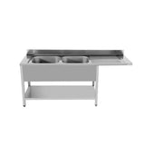 PREMIUM - Edelstahl Spülzentrum - 200x70x85 cm - 2 Becken links - Gastro-Bedarf24 GmbH
