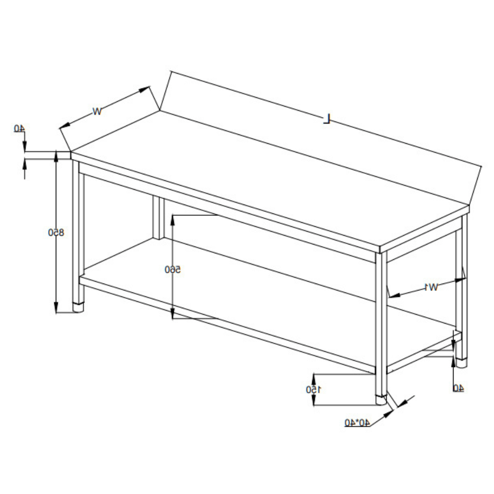 Profiline Edelstahl Arbeitstisch - 600 mm & mit Grundboden - Gastro - Bedarf24