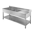 Profiline Spültisch mit 2 Becken links und Abtropffläche - 600 mm - Gastro-Bedarf24 GmbH