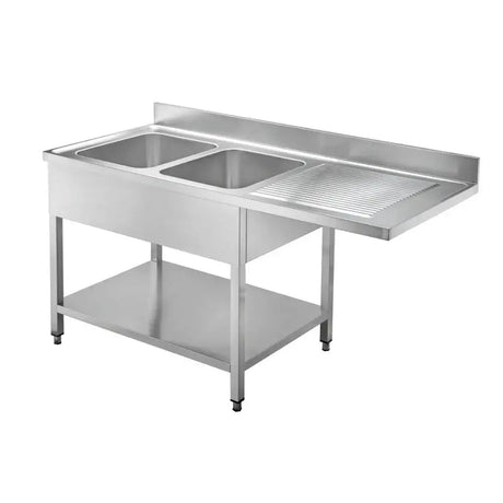 Profiline Spülzentrum mit 2 Becken links & Plattenüberstand - 1800 mm Breite - Gastro-Bedarf24 GmbH
