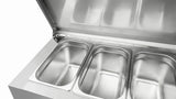 Saladette mit Räder | 2 Türen (1/1 GN) | Oben 6× 1/3 GN | +2°C bis +8°C | Zwangskühlung | Klappdeckel - Gastro-Bedarf24 GmbH
