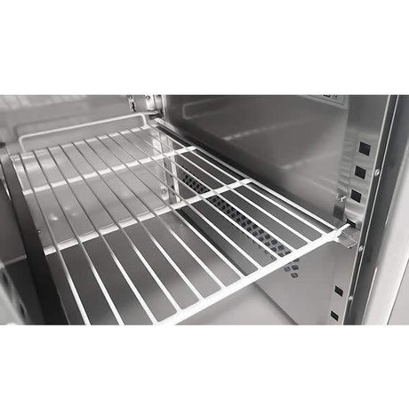 Saladette mit Räder | 3 Türen (1/1 GN) | Oben 8× 1/3 GN | +2°C bis +8°C | Zwangskühlung | Klappdeckel - Gastro-Bedarf24 GmbH