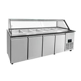 Saladette-Werkbank – 6x GN 1/1 Kapazität – 223x82x85,5cm - Gastro-Bedarf24 GmbH