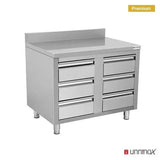 Schubladenschrank - 1000x700x850 mm mit 6 Schubladen & Aufkantung - Gastro-Bedarf24 GmbH