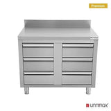 Schubladenschrank - 1000x700x850 mm mit 6 Schubladen & Aufkantung - Gastro-Bedarf24 GmbH