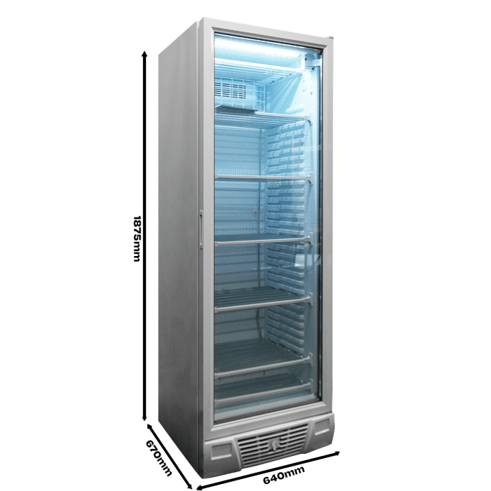 Tiefkühlschrank 1 Glastür - 382 Liter - 640x670x1875 mm - Gastro-Bedarf24 GmbH