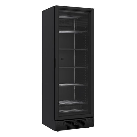 Tiefkühlschrank 1 Glastür - Schwarz - 382 Liter - 640x670x1875 mm - inkl. Scheibenheizung - Gastro-Bedarf24 GmbH