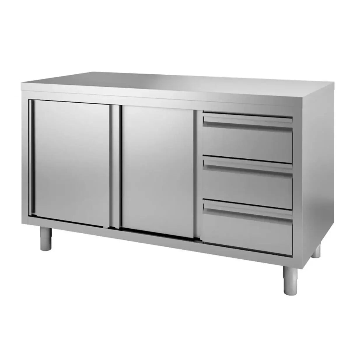 TOPLINE Work Cabinet 600 / 2 Sliding Doors & 3 Drawers Right W:1800