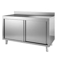 TOPLINE Arbeitsschrank 700 / 2 Schiebetüren & Aufkantung - Gastro-Bedarf24 GmbH