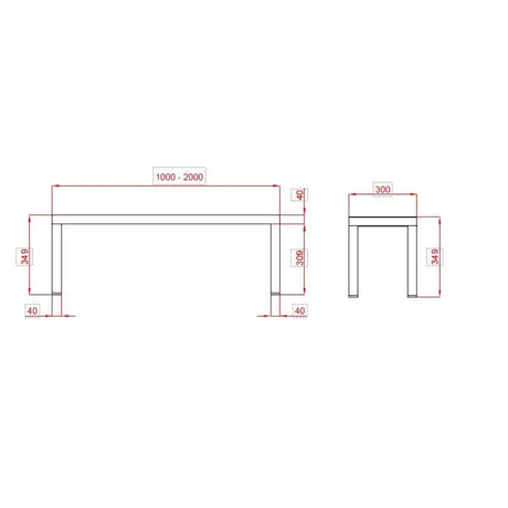 TOPLINE Aufsatzbord / 1 Etage , 2000 x 300 mm - Gastro-Bedarf24 GmbH