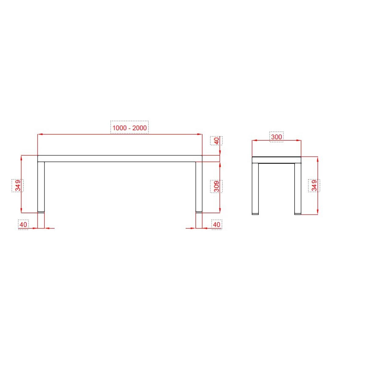 TOPLINE üst raf / 1 katlı , 1200 x 300 mm