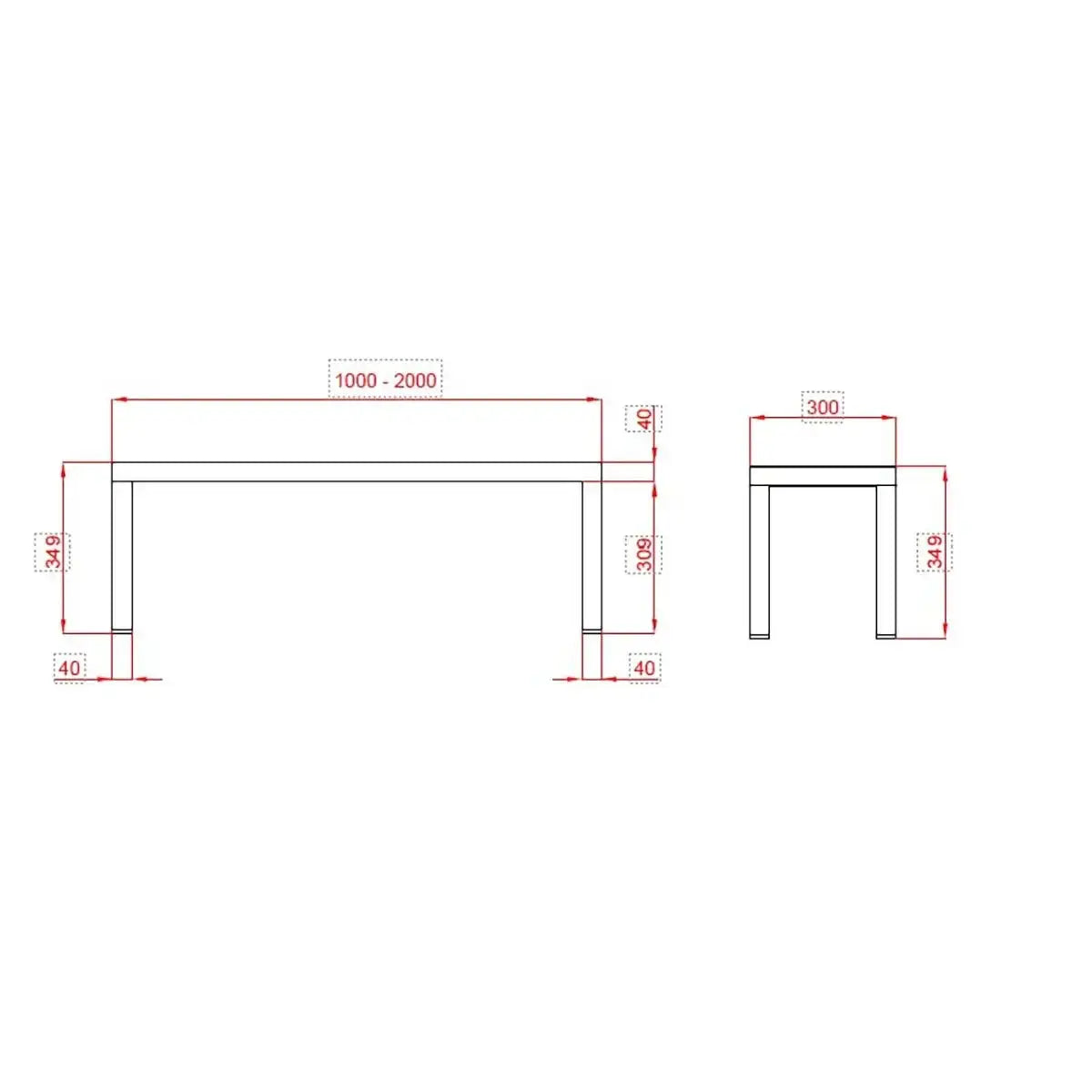 TOPLINE Top Shelf / 1 Tier, 1600 x 300 mm