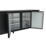 TOPLINE Barkühltisch schwarz / 1 Tür & 2 Schubladen, 1485 x 530 mm