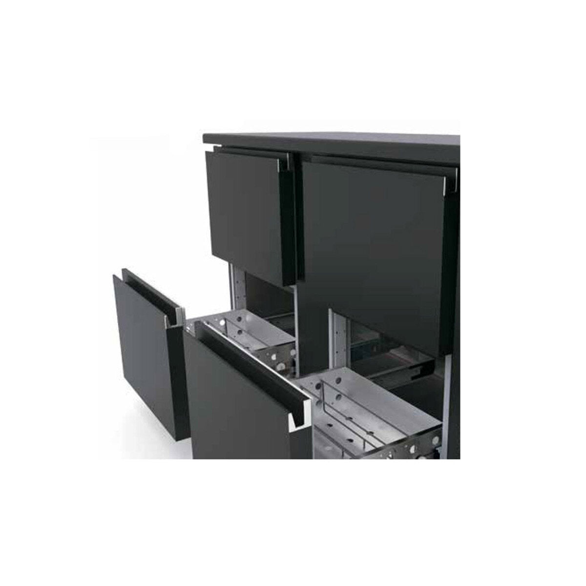 TOPLINE Barkühltisch schwarz / 2 Türen & 4 Schubladen, 2565 x 530 mm