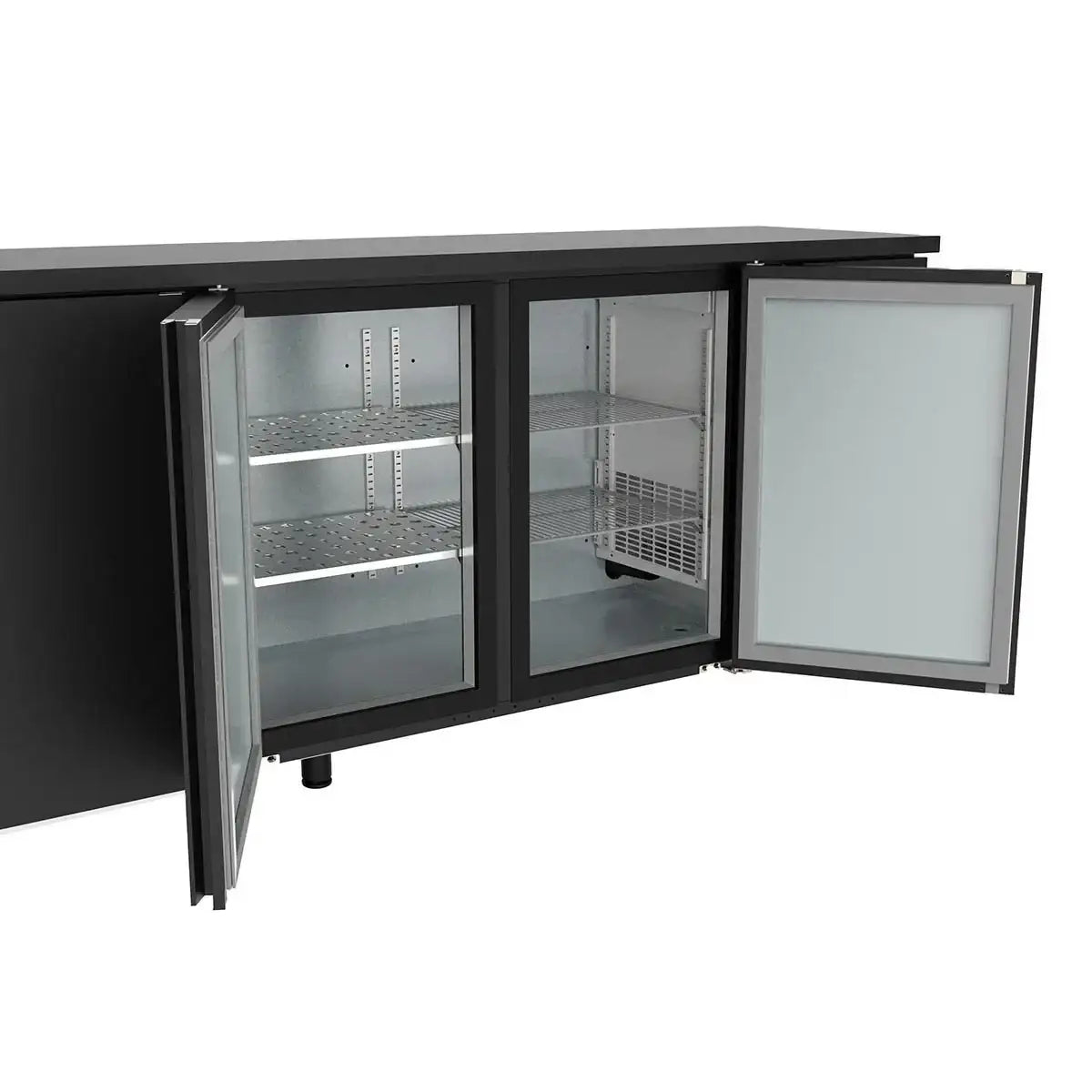 TOPLINE Barkühltisch schwarz / 3 Türen & 2 Schubladen, 2565 x 530 mm