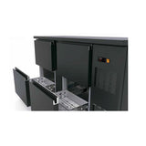 TOPLINE Barkühltisch schwarz / 4 Schubladen, 1485 x 530 mm