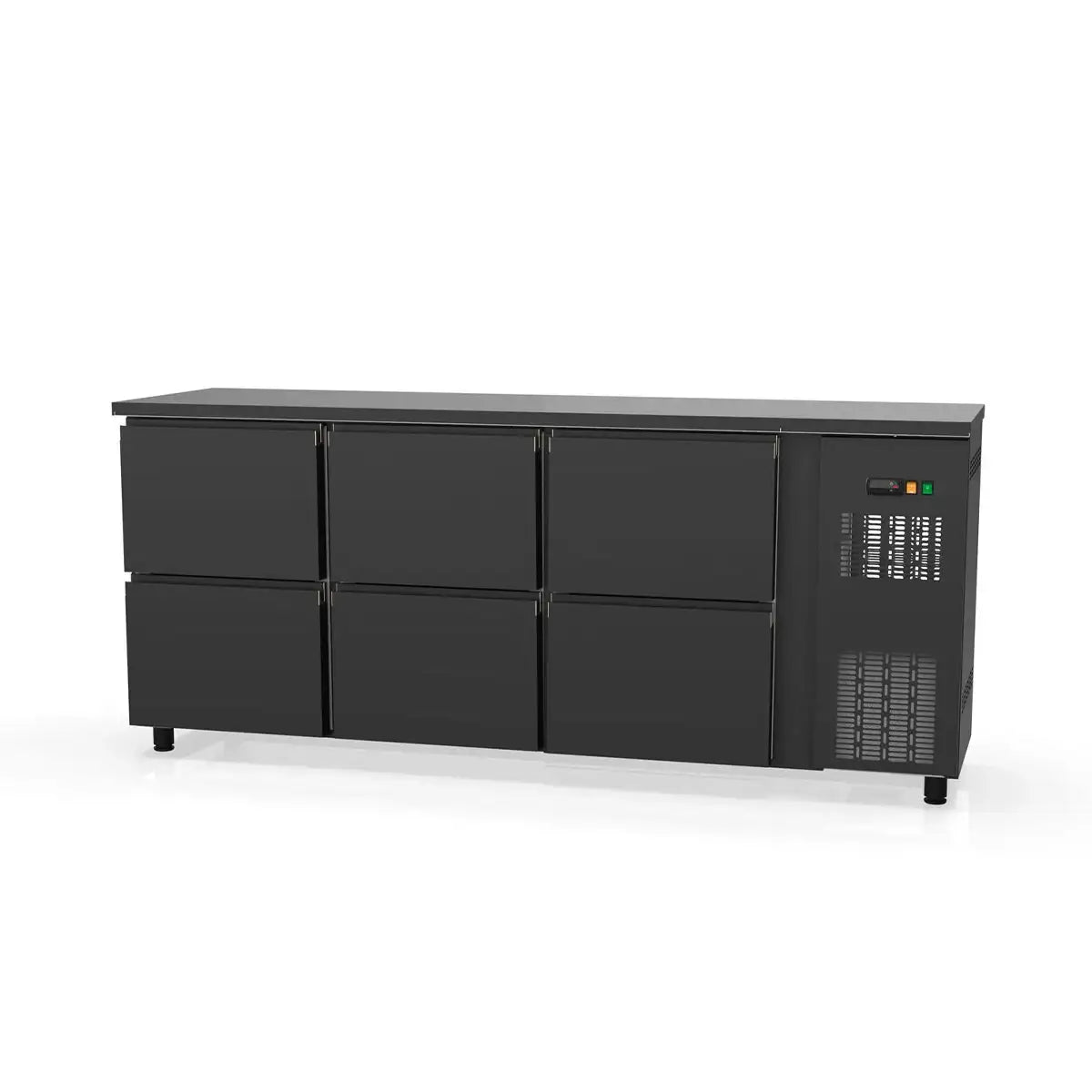TOPLINE Bar Refrigerator Table Black / 6 Drawers, 2025 x 530 mm