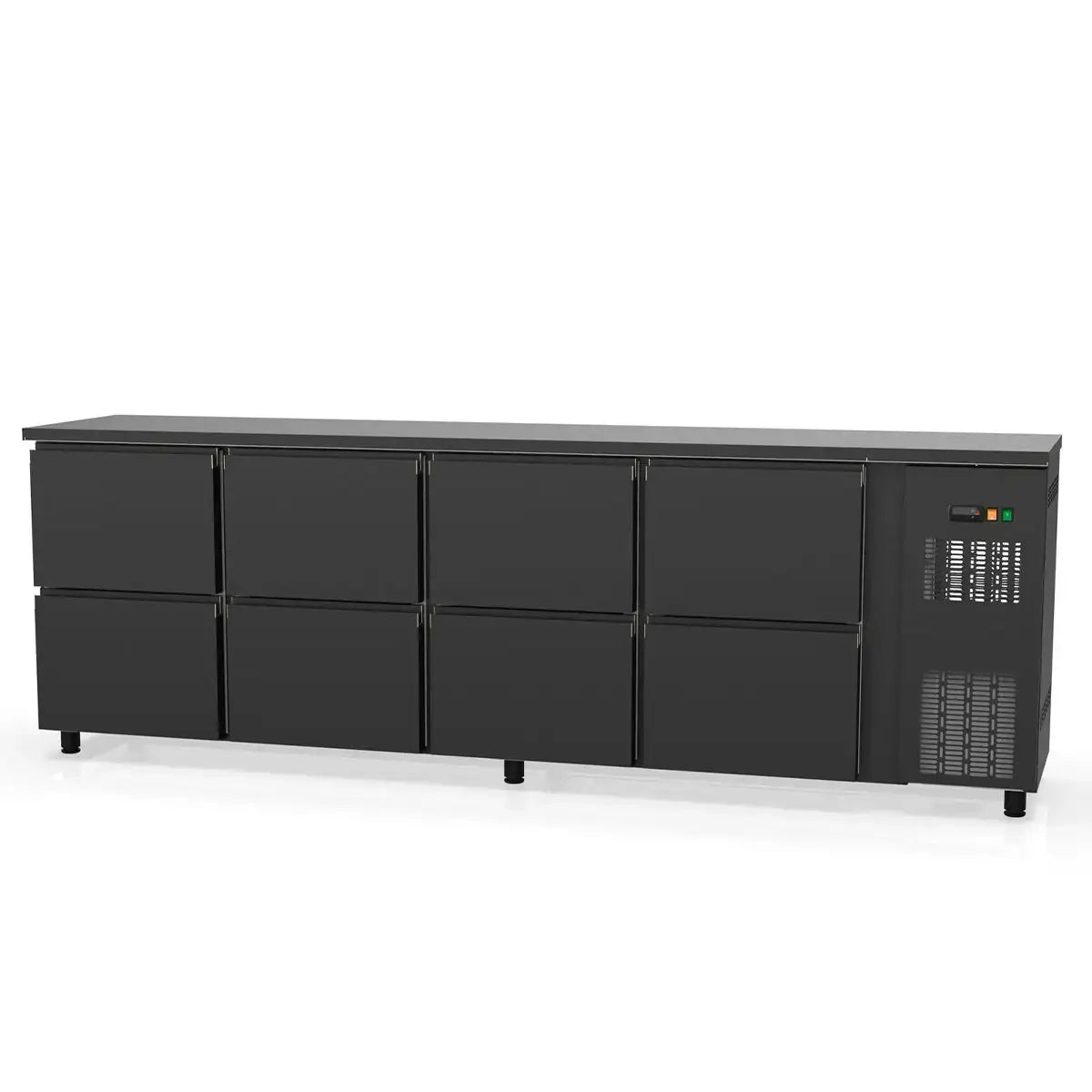 TOPLINE Black Bar Cooler Table / 8 Drawers, 2565 x 530 mm