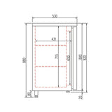 TOPLINE Barkühltisch schwarz / 1 Tür & 4 Schubladen, 2025 x 530 mm - Gastro-Bedarf24 GmbH