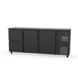 TOPLINE Barkühltisch schwarz / 2 Türen & 2 Schubladen, 2025 x 530 mm - Gastro-Bedarf24 GmbH