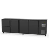 TOPLINE Barkühltisch schwarz / 3 Türen & 2 Schubladen, 2565 x 530 mm - Gastro-Bedarf24 GmbH