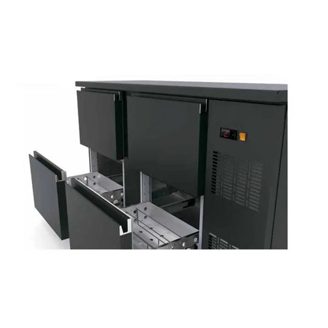 TOPLINE Barkühltisch schwarz / 4 Schubladen, 1485 x 530 mm - Gastro-Bedarf24 GmbH