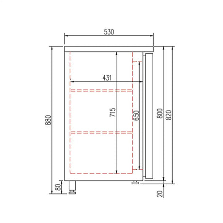 TOPLINE Barkühltisch schwarz / 4 Schubladen, 1485 x 530 mm - Gastro-Bedarf24 GmbH