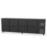TOPLINE Barkühltisch schwarz / 8 Schubladen, 2565 x 530 mm - Gastro-Bedarf24 GmbH