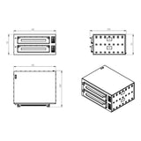TOPLINE Elektro Pizzaofen 9+9 x 34 cm, digitales Thermostat, 1450 x 1185 mm