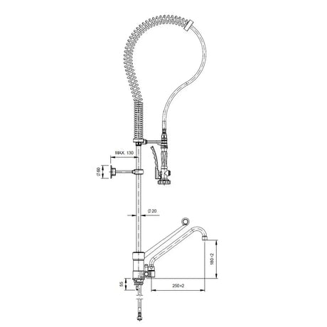 TOPLINE Geschirrwaschbrause mit Einhebelmischer - Einloch - Gastro-Bedarf24 GmbH