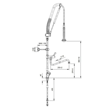 TOPLINE Geschirrwaschbrause mit Schwenkauslauf / 2 Mischventilen & Zug-Automatik - Einloch - Gastro-Bedarf24 GmbH