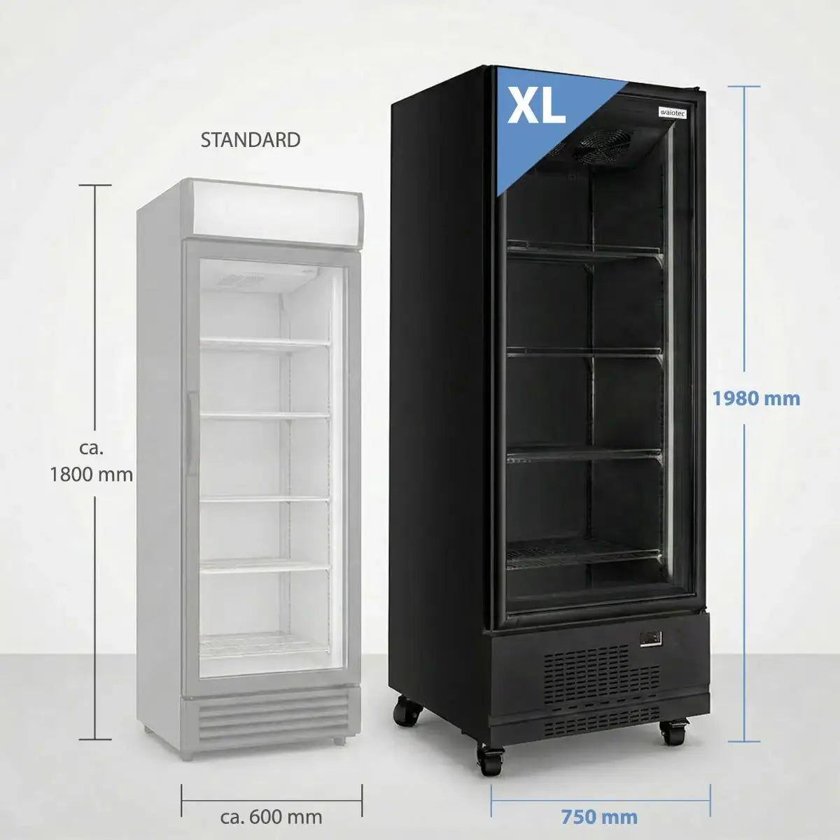 TOPLINE Getränkekühlschrank 1 Tür / 570 Liter XL, "schwarz", 750 x 742 mm