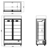 TOPLINE Getränkekühlschrank 1040 Liter mit Leuchtaufsatz "schwarz" - Gastro-Bedarf24 GmbH