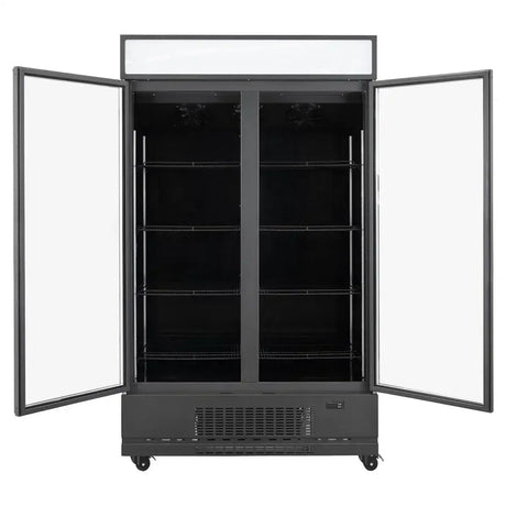 TOPLINE Getränkekühlschrank 1040 Liter mit Leuchtaufsatz "schwarz" - Gastro-Bedarf24 GmbH
