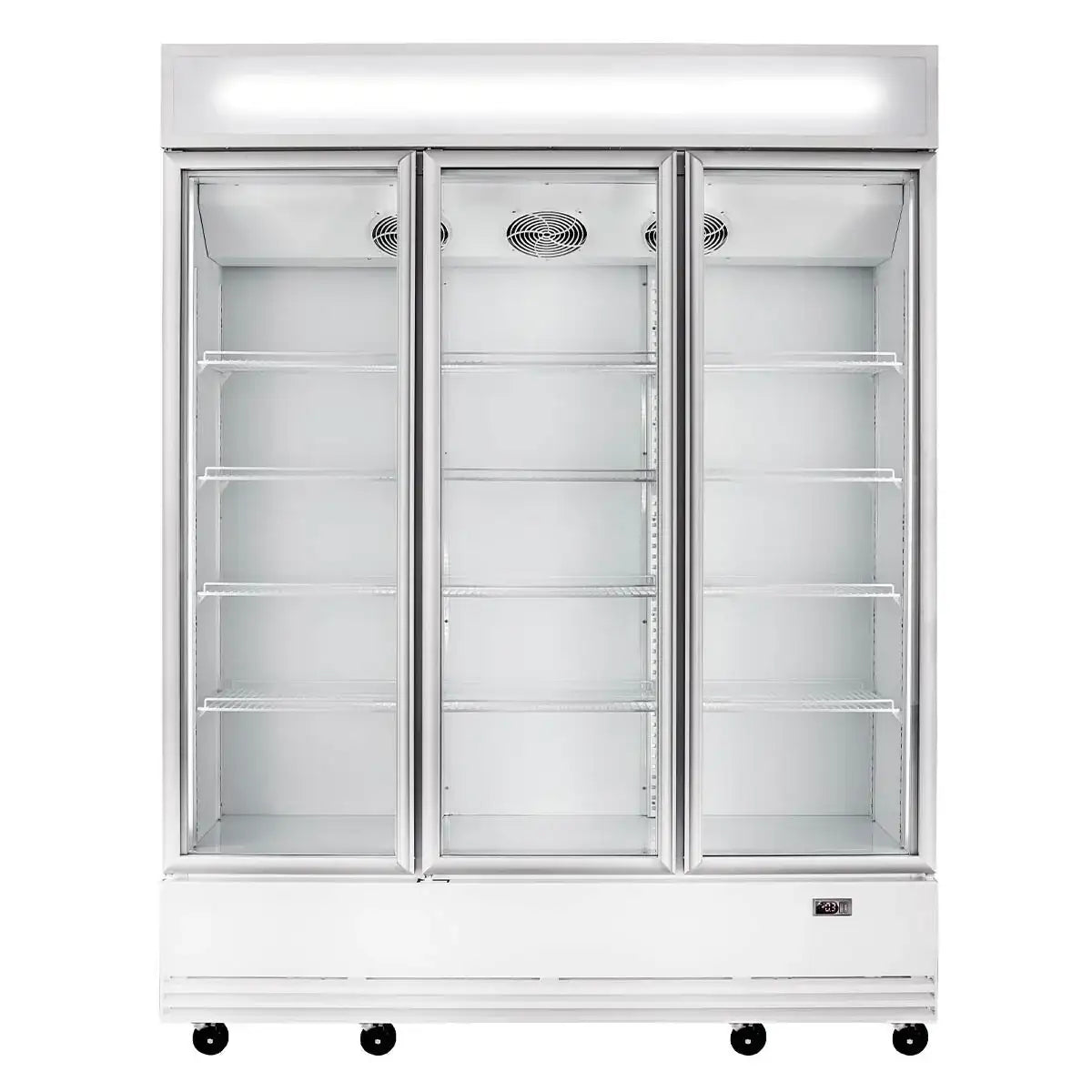 Professioneller Kühlschrank mit drei Glastüren für Gastronomie und Lebensmittelhandel