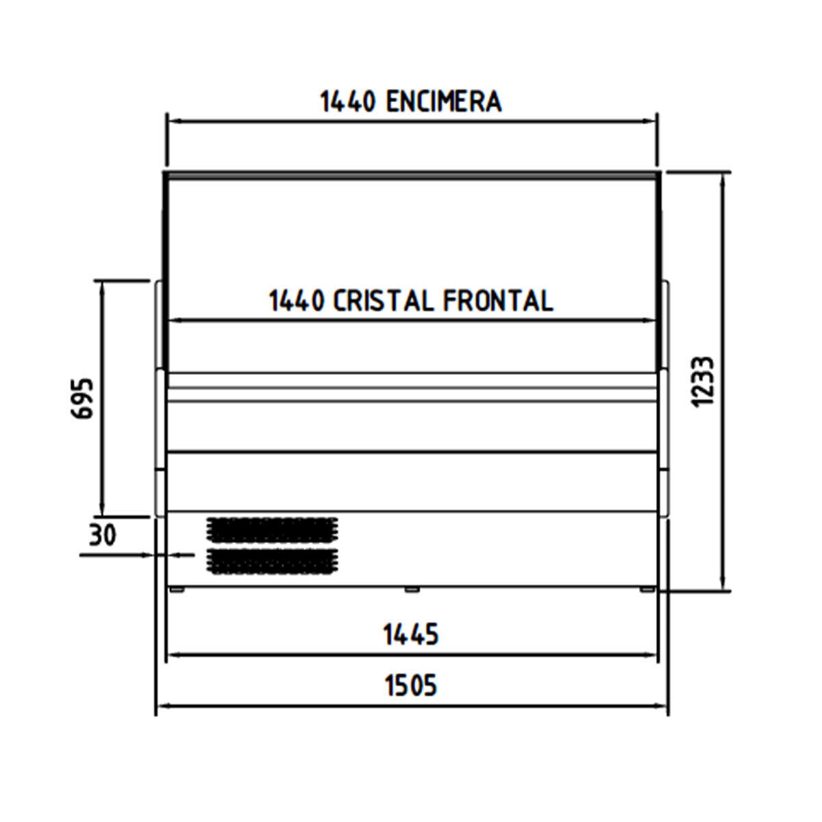 TOPLINE Kühltheke 150 - gebogenes Frontglas "weiß"