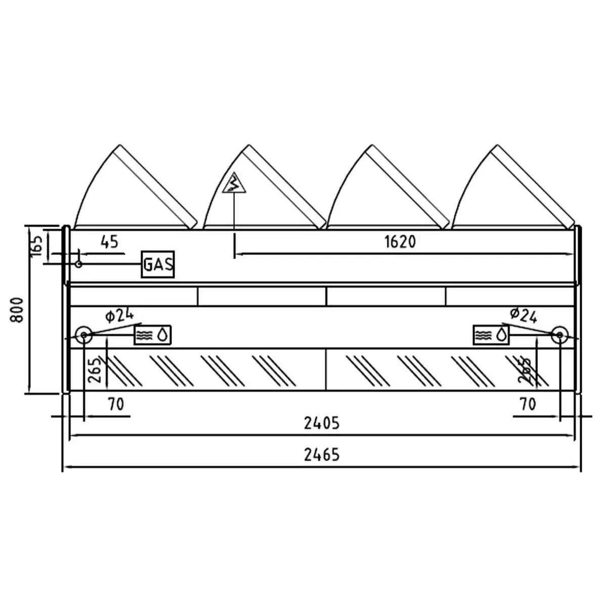 TOPLINE Refrigerated Counter 250 - Curved Front Glass "gray"