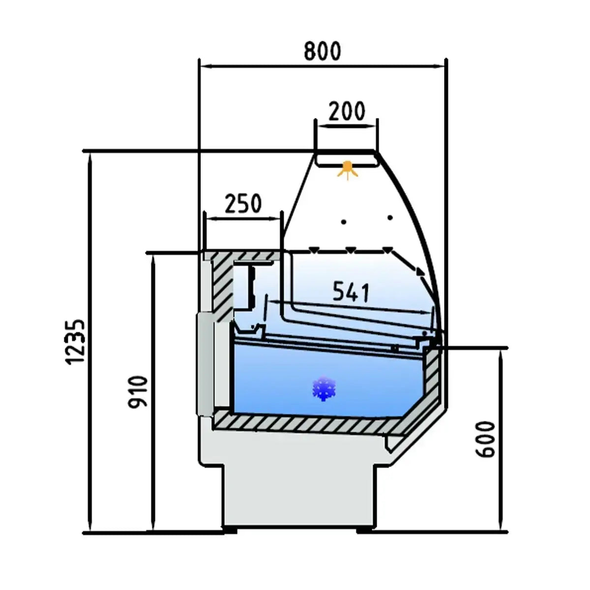 TOPLINE Refrigerated Counter 250 - Curved Front Glass "white"