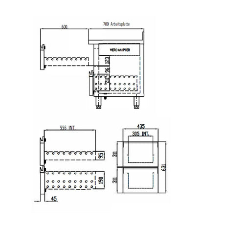 TOPLINE Kühltisch / 2-fach GN1/1 mit 2 Schubladen / 1 Tür, 1345 x 700 mm - Gastro-Bedarf24 GmbH