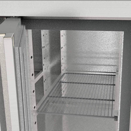 TOPLINE Kühltisch / 2-fach GN1/1 mit 2 Schubladen / 1 Tür & Aufkantung, 1345 x 700 mm - Gastro-Bedarf24 GmbH