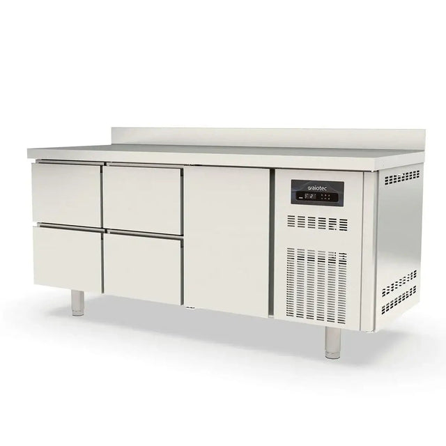 TOPLINE Kühltisch / 3-fach GN1/1 mit 4 Schubladen / 1 Tür & Aufkantung, 1795 x 700 mm - Gastro-Bedarf24 GmbH