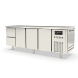 TOPLINE Kühltisch / 4-fach GN1/1 mit 2 Schubladen / 3 Türen, 2245 x 700 mm - Gastro-Bedarf24 GmbH