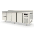 TOPLINE Kühltisch / 4-fach GN1/1 mit 2 Schubladen / 3 Türen & Aufkantung, 2245 x 700 mm - Gastro-Bedarf24 GmbH
